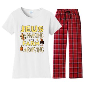 Jesus Praising And Farm Raising Chicken Farmer Christian Women's Flannel Pajama Set