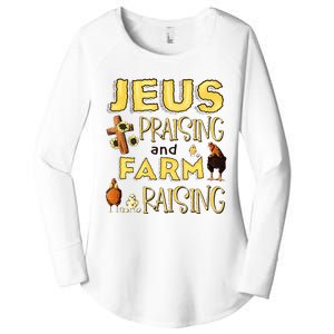 Jesus Praising And Farm Raising Chicken Farmer Christian Women's Perfect Tri Tunic Long Sleeve Shirt