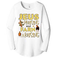 Jesus Praising And Farm Raising Chicken Farmer Christian Women's Perfect Tri Tunic Long Sleeve Shirt