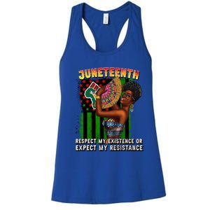 Juneteenth Proud Afro Black Queen Respect My Existence Cool Gift Women's Racerback Tank