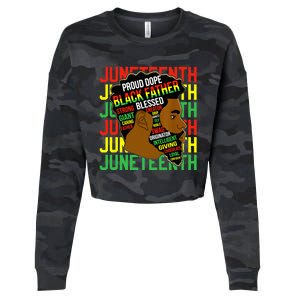 Juneteenth Proud Black Fathers Day Black History African Cropped Pullover Crew