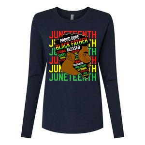 Juneteenth Proud Black Fathers Day Black History African Womens Cotton Relaxed Long Sleeve T-Shirt