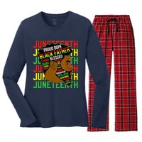 Juneteenth Proud Black Fathers Day Black History African Women's Long Sleeve Flannel Pajama Set 