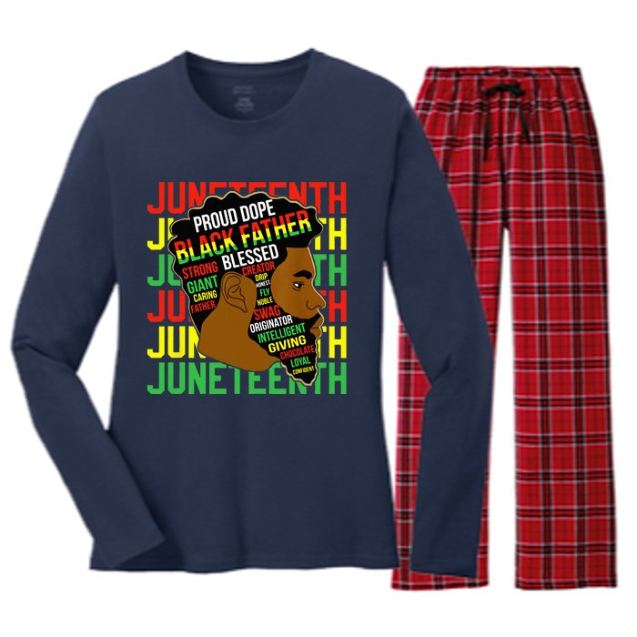 Juneteenth Proud Black Fathers Day Black History African Women's Long Sleeve Flannel Pajama Set 