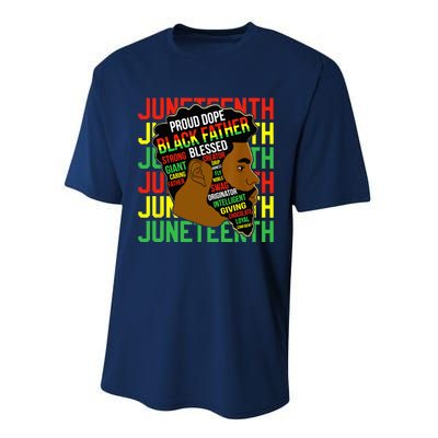 Juneteenth Proud Black Fathers Day Black History African Performance Sprint T-Shirt