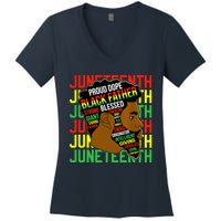 Juneteenth Proud Black Fathers Day Black History African Women's V-Neck T-Shirt