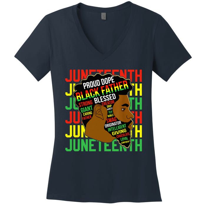 Juneteenth Proud Black Fathers Day Black History African Women's V-Neck T-Shirt