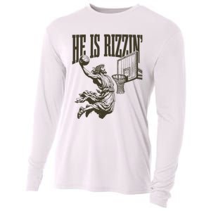 Jesus Playing Basketball Cooling Performance Long Sleeve Crew