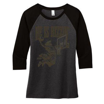 Jesus Playing Basketball Women's Tri-Blend 3/4-Sleeve Raglan Shirt