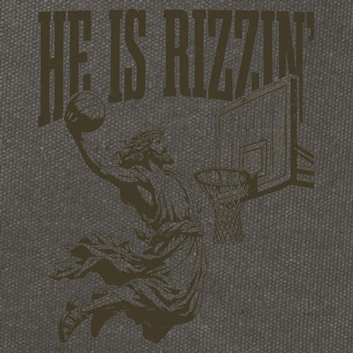 Jesus Playing Basketball He Is Rizzin Cotton Canvas Backpack