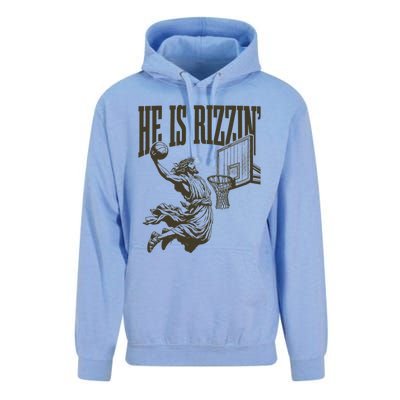 Jesus Playing Basketball He Is Rizzin Unisex Surf Hoodie