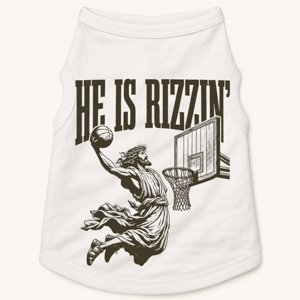 Jesus Playing Basketball He Is Rizzin Doggie Tank