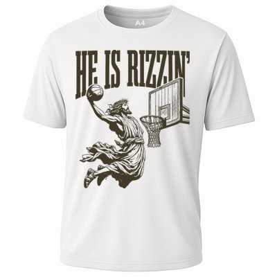 Jesus Playing Basketball He Is Rizzin Cooling Performance Crew T-Shirt