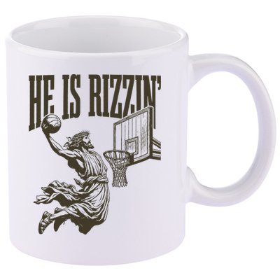 Jesus Playing Basketball He Is Rizzin 11oz C Handle Ceramic Mug