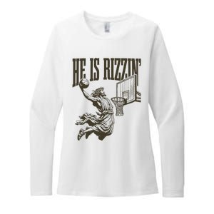 Jesus Playing Basketball He Is Rizzin Womens CVC Long Sleeve Shirt