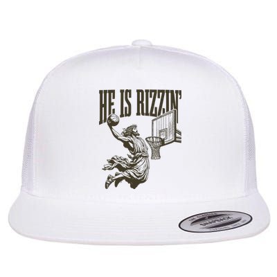 Jesus Playing Basketball He Is Rizzin Flat Bill Trucker Hat