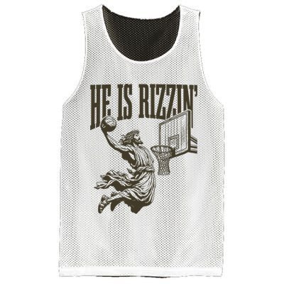 Jesus Playing Basketball He Is Rizzin Mesh Reversible Basketball Jersey Tank