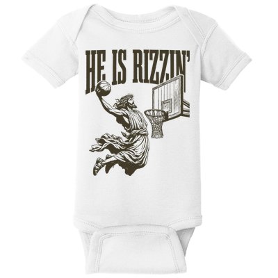 Jesus Playing Basketball He Is Rizzin Baby Bodysuit