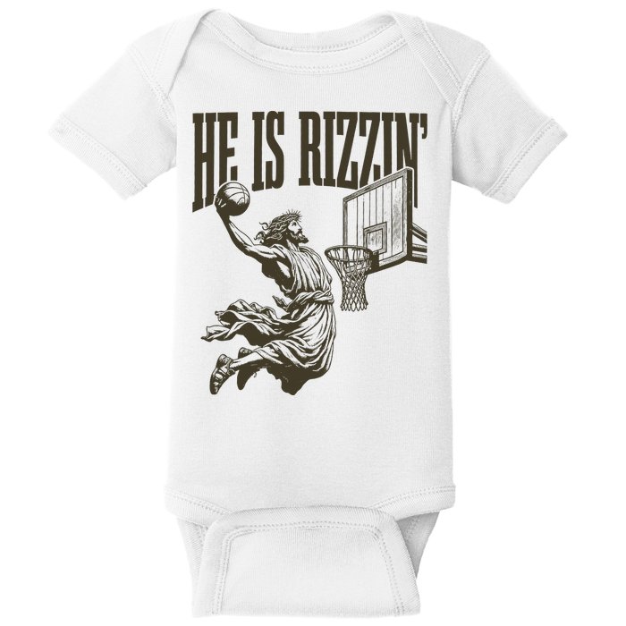 Jesus Playing Basketball He Is Rizzin Baby Bodysuit