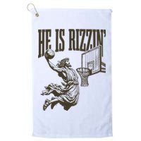 Jesus Playing Basketball He Is Rizzin Golf Towel