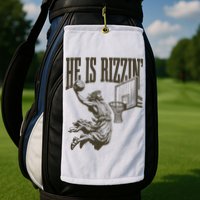 Jesus Playing Basketball He Is Rizzin Golf Towel