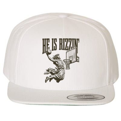 Jesus Playing Basketball He Is Rizzin Wool Snapback Cap