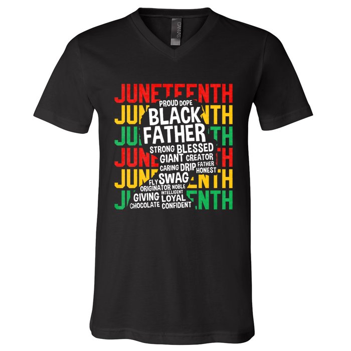 Juneteenth Proud Black Fathers Day Black History African V-Neck T-Shirt