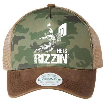 Jesus Playing Basketball He Is Rizzin Trending Funny Jesus Legacy Tie Dye Trucker Hat