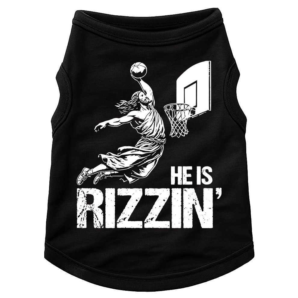 Jesus Playing Basketball He Is Rizzin Trending Funny Jesus Doggie Tank