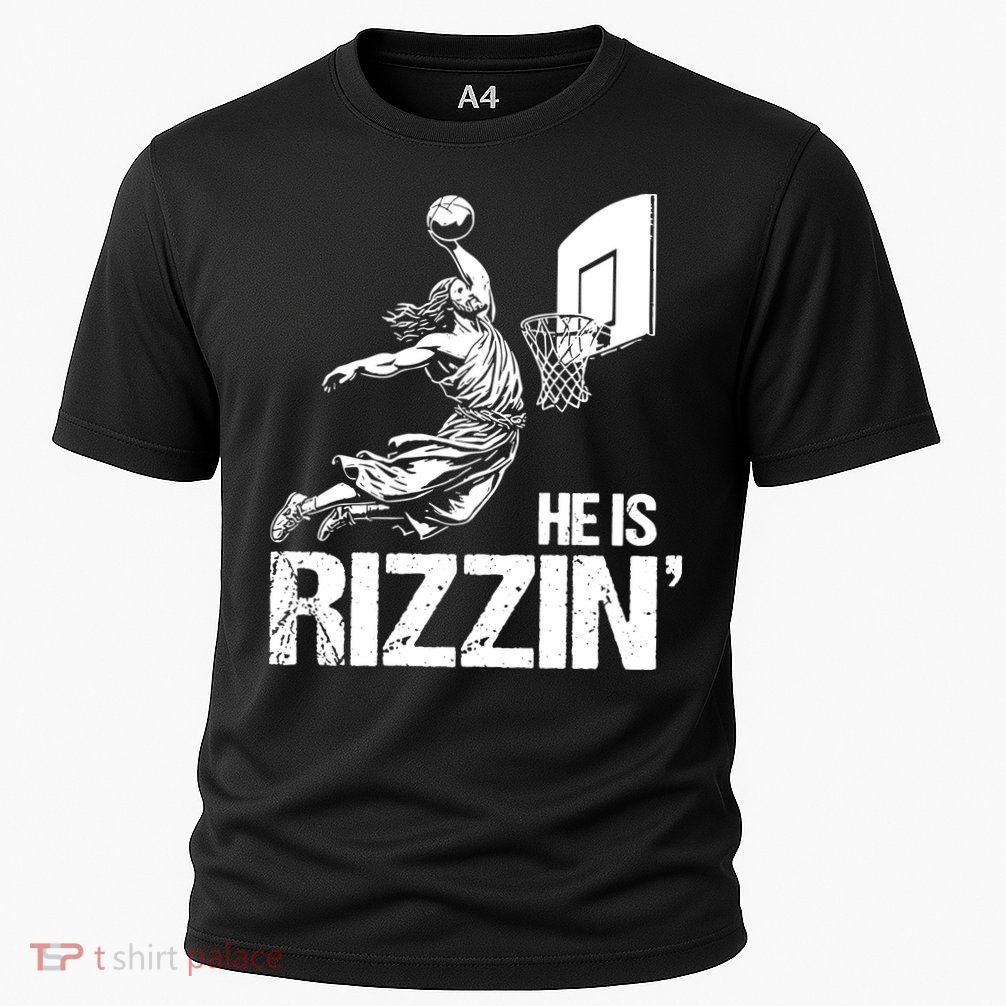 Jesus Playing Basketball He Is Rizzin Trending Funny Jesus Performance Shirt