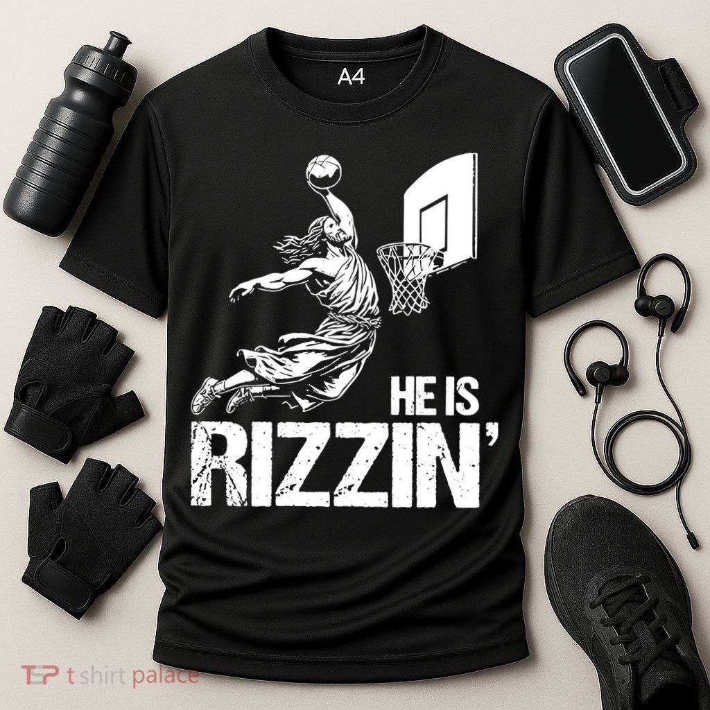Jesus Playing Basketball He Is Rizzin Trending Funny Jesus Performance Shirt