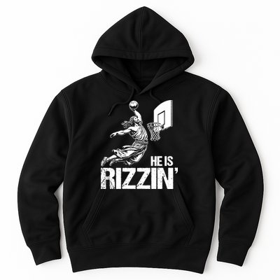 Jesus Playing Basketball He Is Rizzin Trending Funny Jesus Hoodie