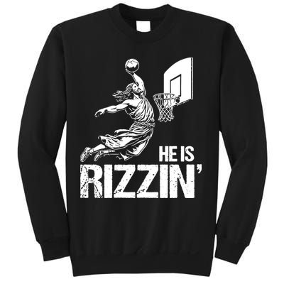 Jesus Playing Basketball He Is Rizzin Trending Funny Jesus Sweatshirt