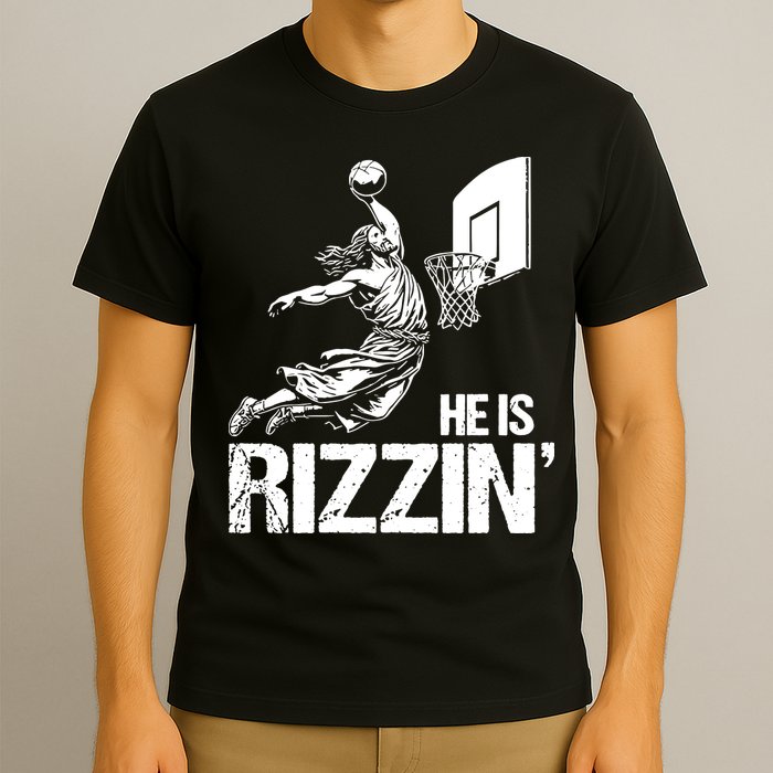 Jesus Playing Basketball He Is Rizzin Trending Funny Jesus T-Shirt