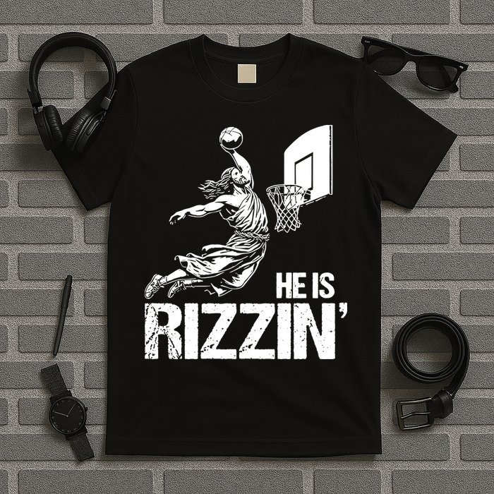 Jesus Playing Basketball He Is Rizzin Trending Funny Jesus T-Shirt