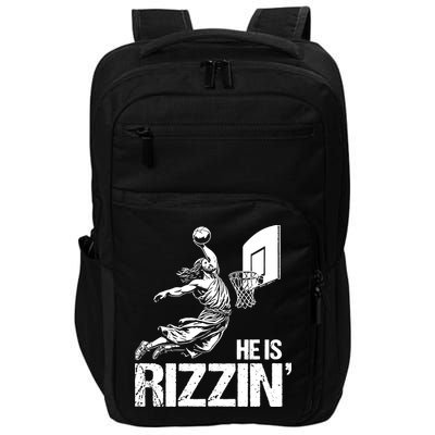 Jesus Playing Basketball He Is Rizzin Trending Funny Jesus Impact Tech Backpack