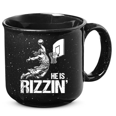 Jesus Playing Basketball He Is Rizzin Trending Funny Jesus 15oz Campfire Ceramic Mug