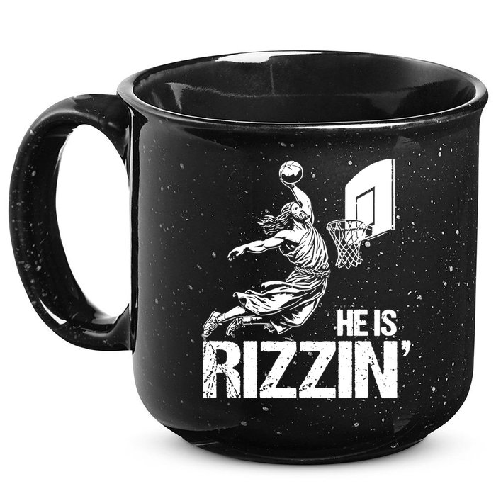 Jesus Playing Basketball He Is Rizzin Trending Funny Jesus 15oz Campfire Ceramic Mug