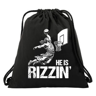 Jesus Playing Basketball He Is Rizzin Trending Funny Jesus Drawstring Bag