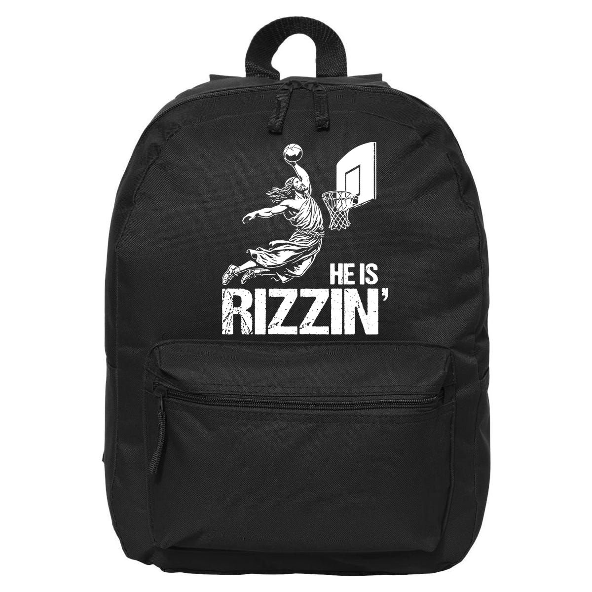 Jesus Playing Basketball He Is Rizzin Trending Funny Jesus 16 in Basic Backpack