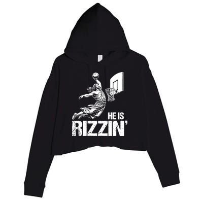 Jesus Playing Basketball He Is Rizzin Trending Funny Jesus Crop Fleece Hoodie