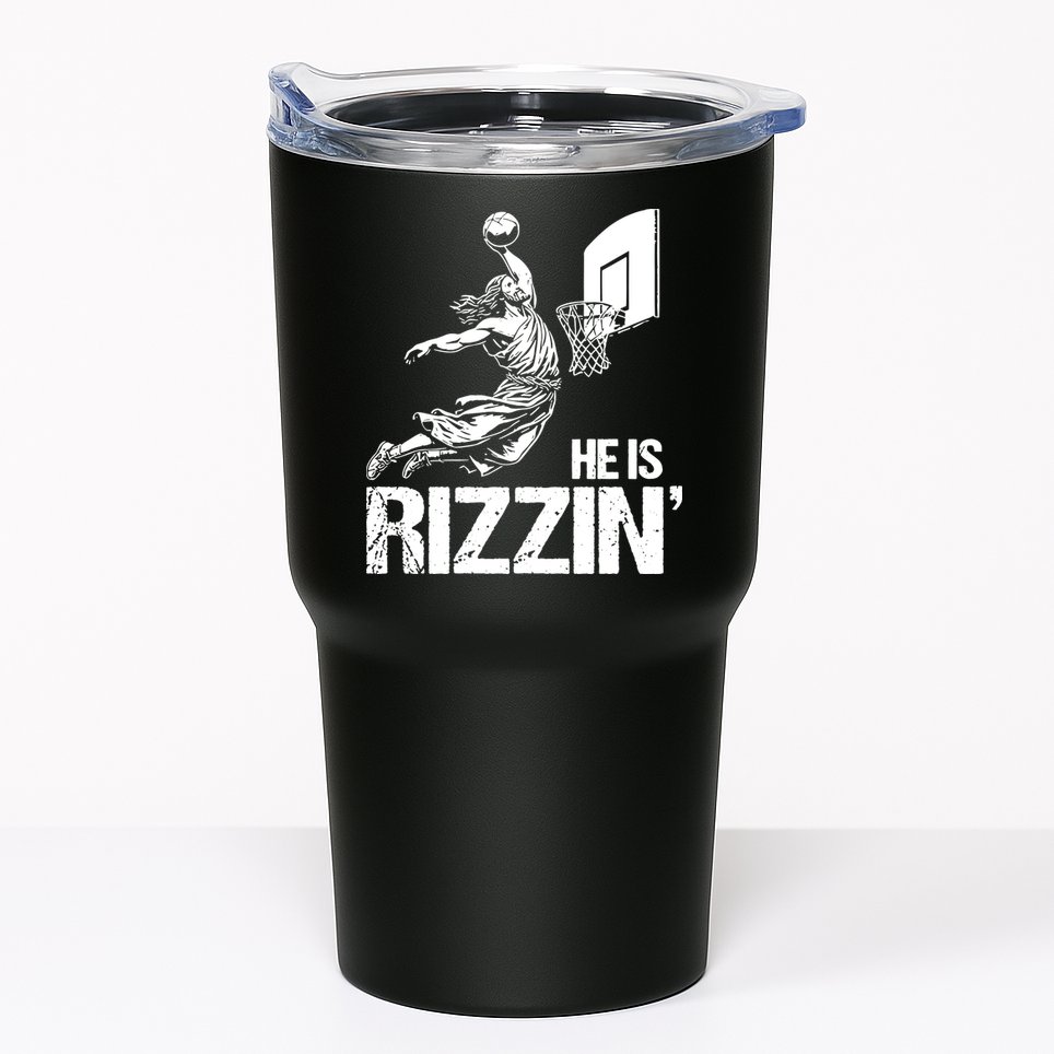 Jesus Playing Basketball He Is Rizzin Trending Funny Jesus Tumbler