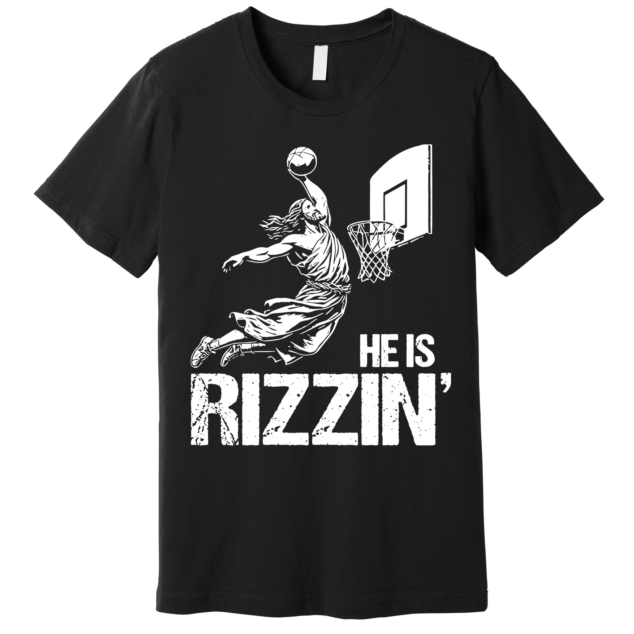 Jesus Playing Basketball He Is Rizzin Trending Funny Jesus Premium T-Shirt