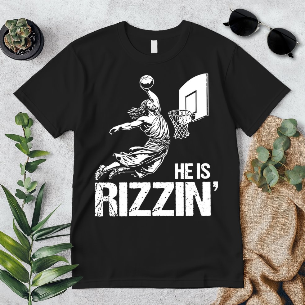 Jesus Playing Basketball He Is Rizzin Trending Funny Jesus Premium T-Shirt