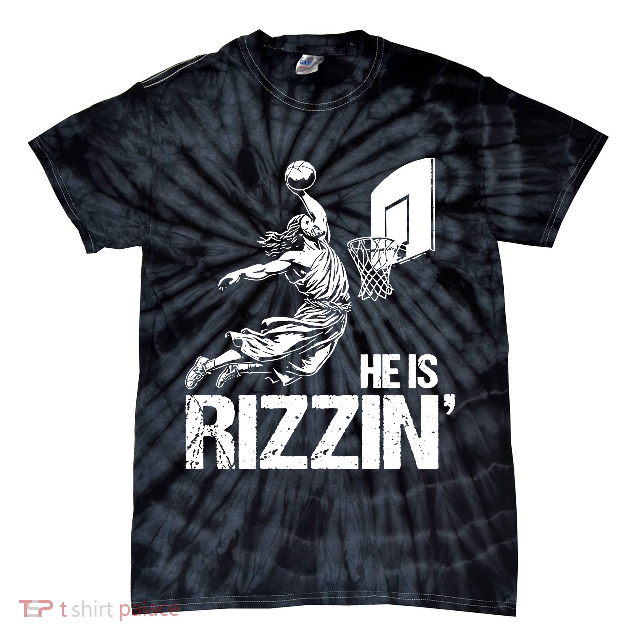 Jesus Playing Basketball He Is Rizzin Trending Funny Jesus Tie-Dye T-Shirt