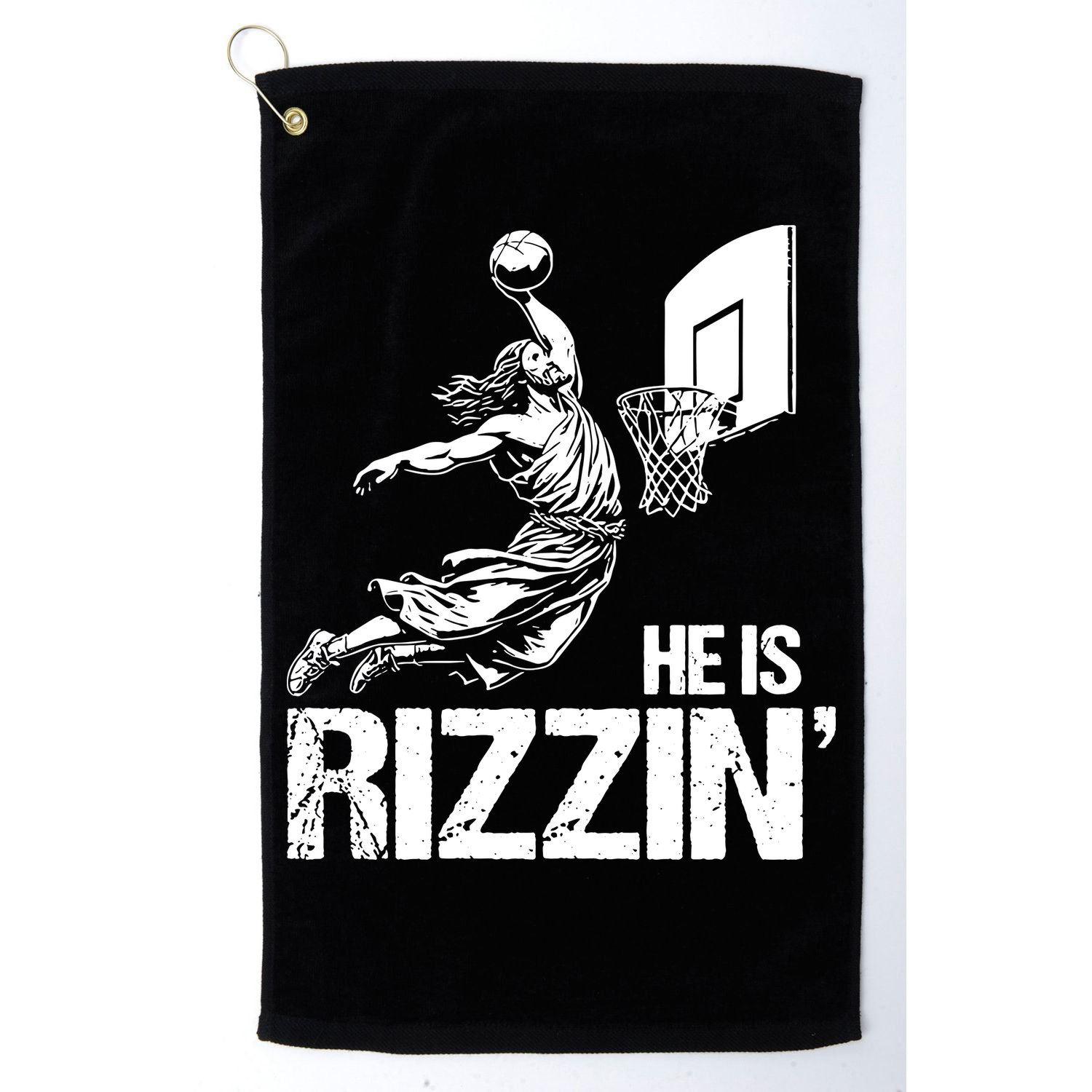 Jesus Playing Basketball He Is Rizzin Trending Funny Jesus Golf Towel