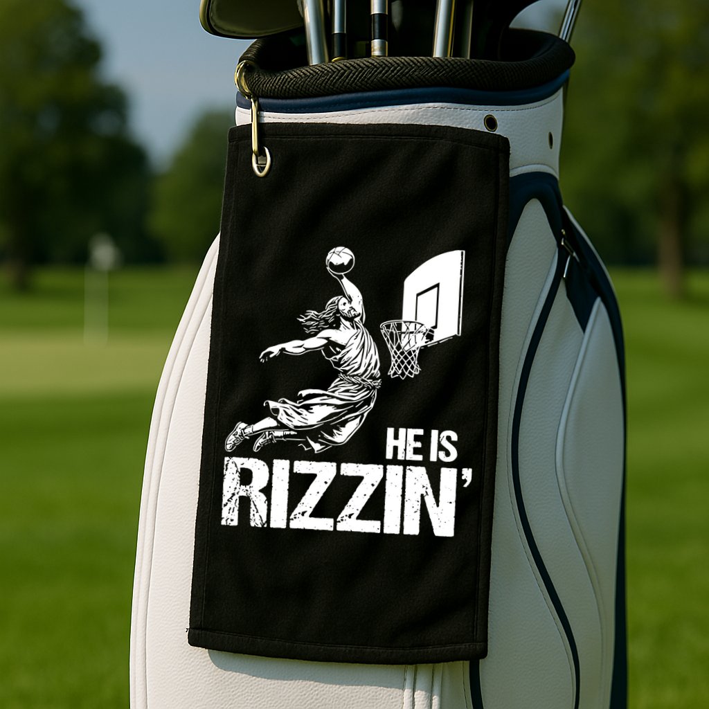 Jesus Playing Basketball He Is Rizzin Trending Funny Jesus Golf Towel
