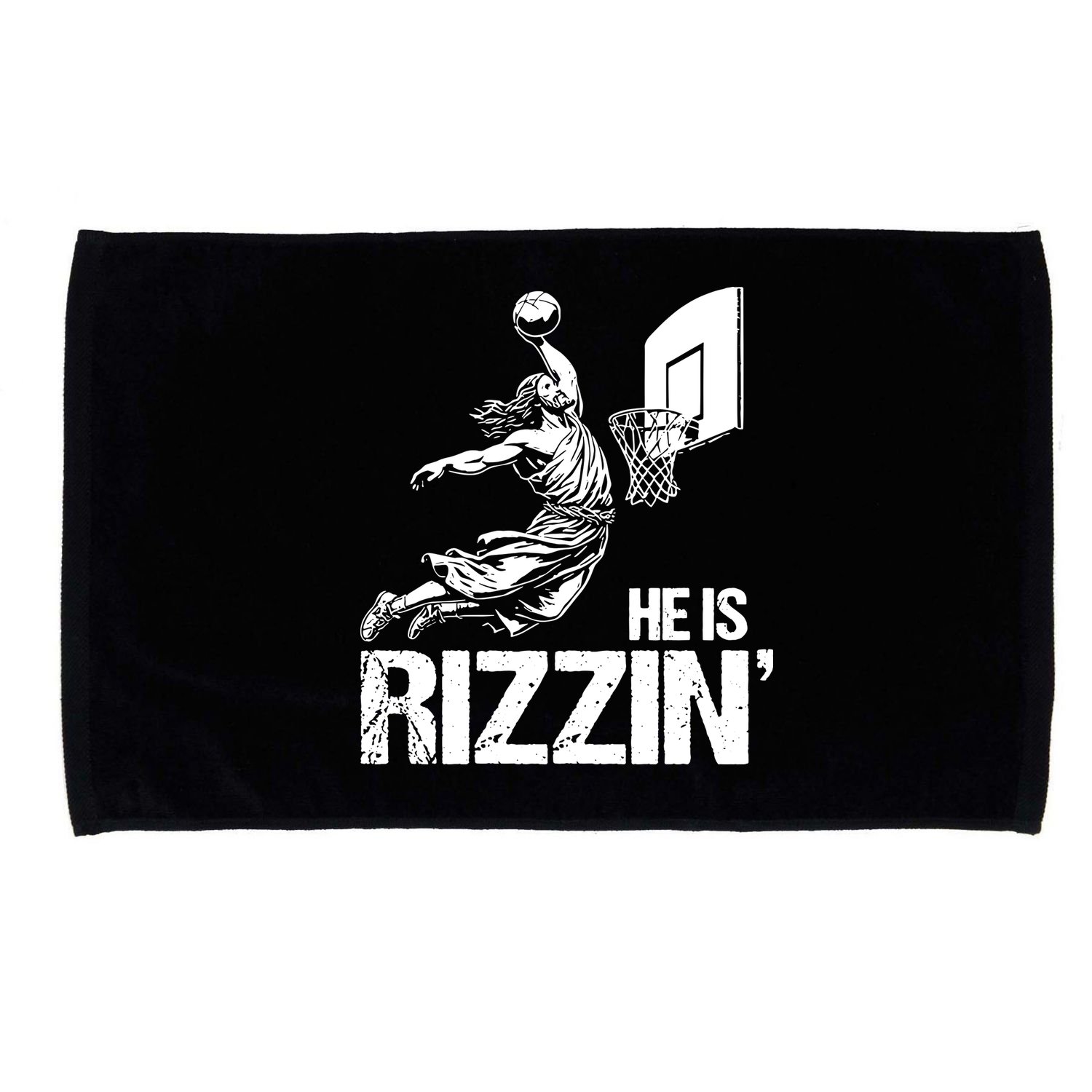 Jesus Playing Basketball He Is Rizzin Trending Funny Jesus Microfiber Hand Towel