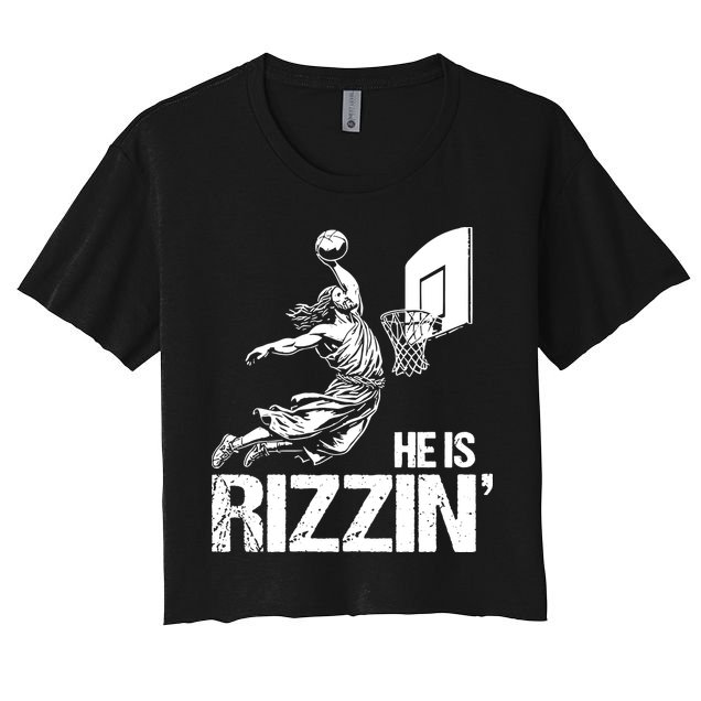 Jesus Playing Basketball He Is Rizzin Trending Funny Jesus Crop Top