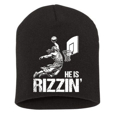 Jesus Playing Basketball He Is Rizzin Trending Funny Jesus Short Acrylic Beanie